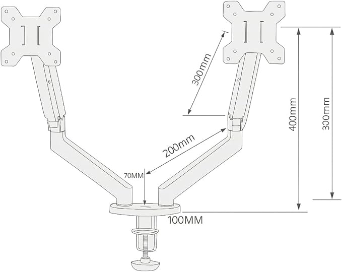 Aeons Dual Monitor Stand up to 32 inches Screen, Load-Bearing Max 22 lbs Each Gas Spring Pneumatic Arm, Adjustable Dual Monitor Mount, Max VESA 100x100mm, White