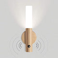 Battery Operated Wall Sconce Cordless LED Wall Light with Motion Detection Indoor USB Rechargeable Night Light Wood Stick Magnet Wall Lighting Fixtures with Switch Small Portable Cabinet Lights