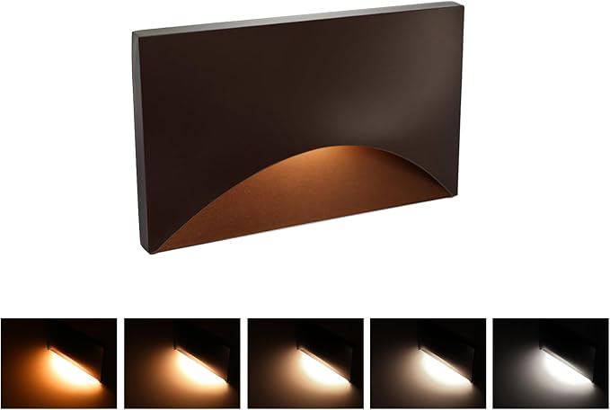 120V Stair Lights Indoor, 3W 5CCT Dimmable LED Stairway Lights Indoor Outdoor for Stairs Steps Decks, IP65 Waterproof, ETL, Aluminum, Bronze, Pack of 1