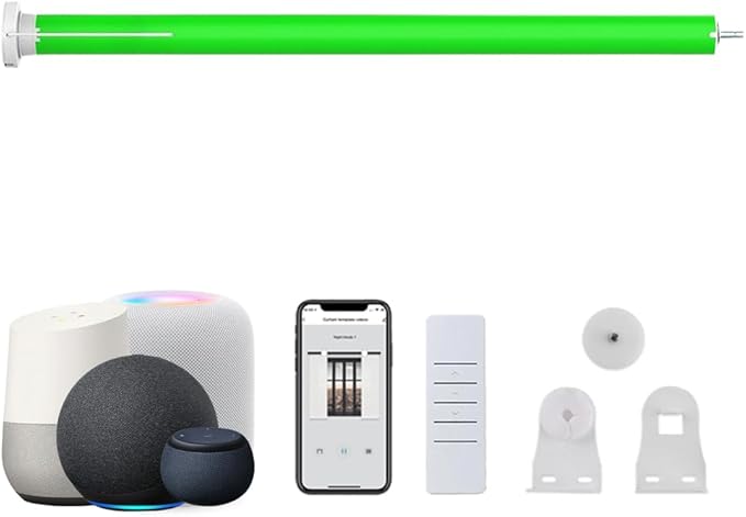 Matter Over WiFi Smart Roller Shade Motor for 1.5"/38mm Tube, WiFi Electric Blinds Kit Works with Apple HomeKit Alexa Google Home SmartThings, No Hub Needed, Quiet Wired Engine, Remote/Voice Control