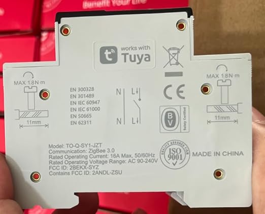 ZigBee DIY Smart Switch 16A| DIN Rail Switch| 1P+N 90-240VAC| Real-time Power Monitoring| Remote Control and Set Timer for Home Automation| Support Tuya/Smart Life| Voice Control| FCC Certified