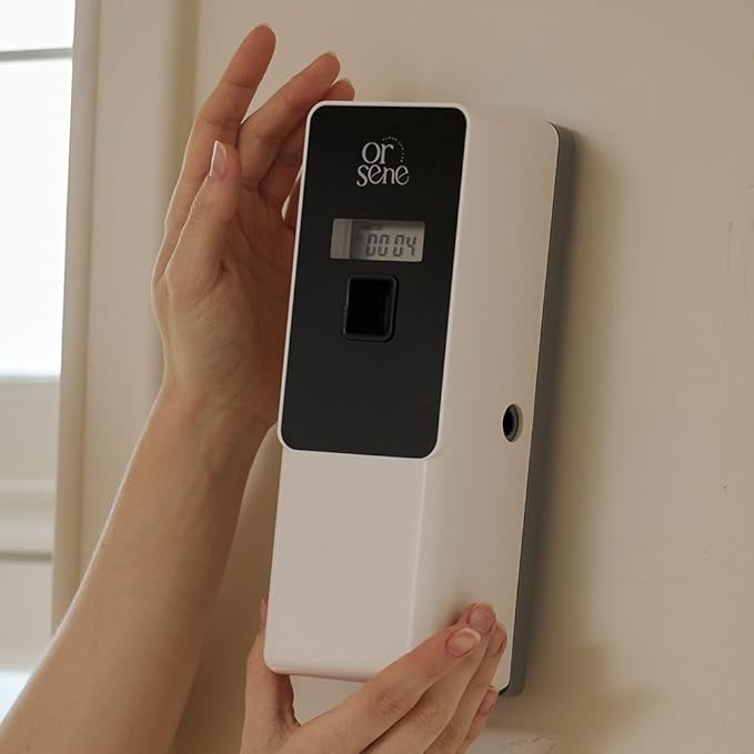 Automatic LCD Fragrance Dispenser - Wall Mount/Free Standing ABS Auto Air Freshener Dispenser Programmable Aerosol Spray Perfume Dispenser for Bathroom, Hotel, Office, Commercial Place (white)