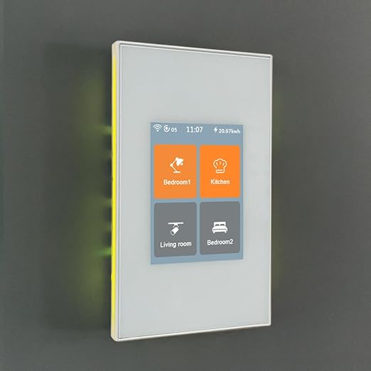 LANBON L8 LCD Smart Light Switch 4 Gang Single Pole,No Dim,Need Neutral Wire,Touch 2.4G WiFi Night Light Smart Switch Work with Alexa/Google Home,Mesh Network No Offline for Whole Smart Home, L8-HS4