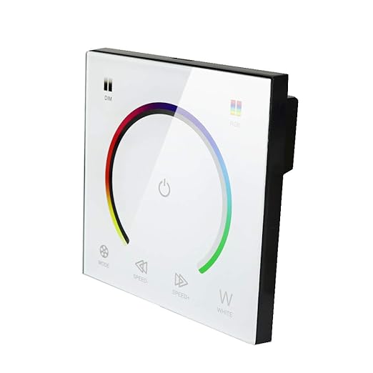 AMKI LED Wall Switch Dimmer,LED Controller,Wall- Mounted Plastic Cover Touch Panel Switch for DC12V-24V 3528 2835 5050 Single Color LED Strip Lighting(RGB-Red,Green,Blue)