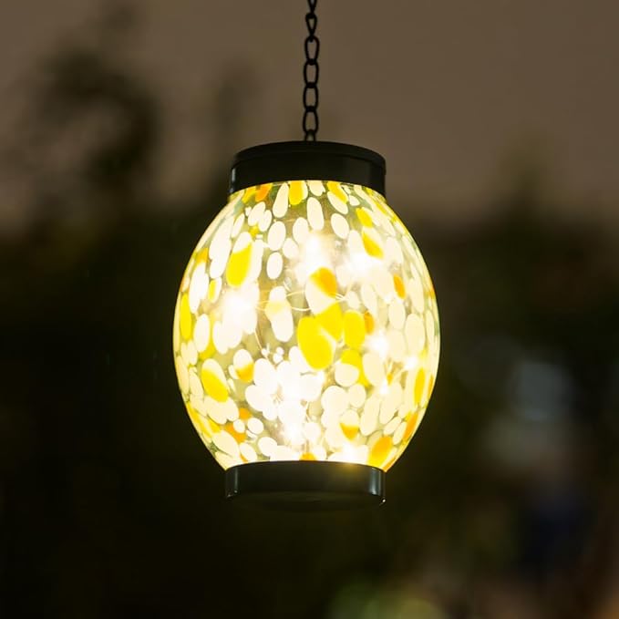 Solar Hanging Lanterns Outdoor, Solar Glass Lights, Waterproof Hanging Lamp Light for Garden Yard Tree Home Xmas Decoration