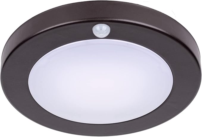 LIT-PaTH LED Flush Mount Ceiling Light, Closet Lighting Fixture with Motion Sensor, 10.5W, 700 Lumen, 6.2 Inch, Anti-Rust Galvanized Housing, Bronze Finish 3000K 1-Pack