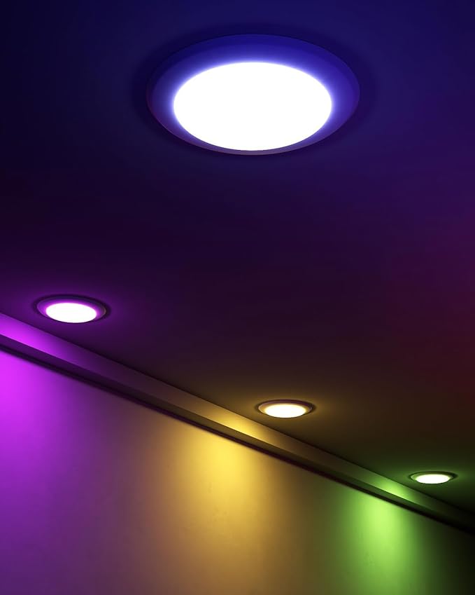 Lumary 15W Smart LED Flush Mount Disk Lights 5/6 Inch, RGBWW WiFi Recessed Surface Mount Ceiling Lights, Color Changing 2700-6500K Downlight, Compatible with Alexa/Google Assistant-ETL Listed(4 Pack)