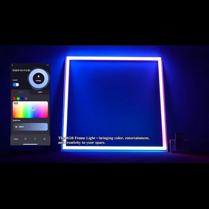 2x4 FT RGB Multicolor Edge-Lit Frame LED Panel Lights Remote & App Controlled 60W 6600lm Color Changing LED Panel Light Smart 2.4G+Bluetooth Drop Ceiling Light with (6 Pack)