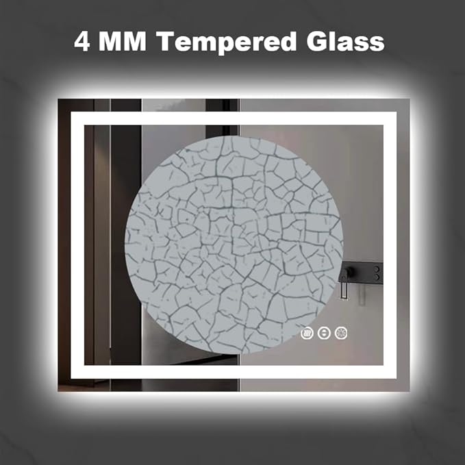 Amorho LED Bathroom Mirror 48''X40'' with Front and Backlit, Stepless Dimmable Wall Mirrors with Anti-Fog, Shatter-Proof, Memory, 3 Colors, Double LED Vanity Mirror, ETL Listed