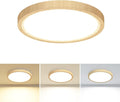 Flush Mount Ceiling Light Fixtures - 3000K-4000K-6500K & 100W Equivalent Flat Led Lights for Room Ceiling,7.5Inch Ultra Thin Round White Ceiling Lights for Bedroom,Kitchen,Bathroom,Hallway (Wood