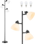Modern Tree Floor Lamp for Living Room Bedroom, Tall Pole Standing Lamps with 3 Adjustable Rotating Heads for Office, Decor Corner, Reading Indoor, 3 Bright Lights LED Bulbs Included (Black)