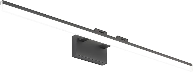 SOLFART Dimmable LED Black Vanity Lighting Fixture Wall Light Over Mirror for Bathroom 47.2 inch