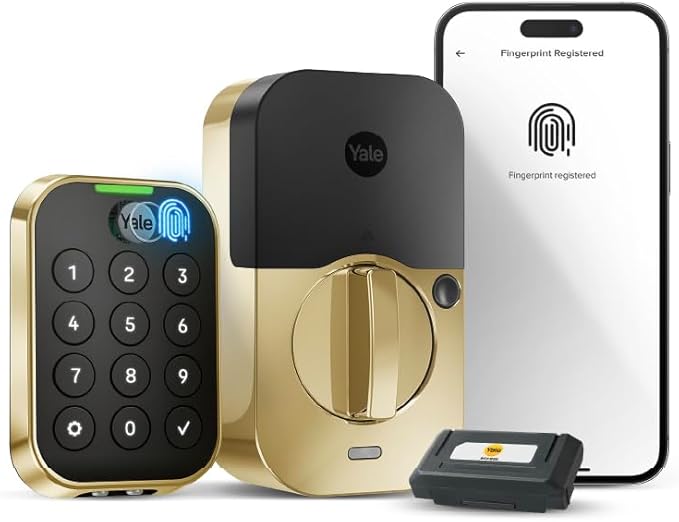 Yale Assure Lock 2 Touch Deadbolt, Lifetime Brass Key-Free Smart Lock with Wi-Fi Connected Keypad and Fingerprint Scanner for Code Entry and Remote Access, YRD430-F-WF1-P05