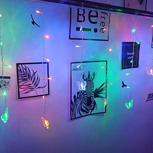 8 Modes 120 LED 19.7FT Firefly Twinkle Timer String Lights with Remote,Butterfly Curtain Fairy Lights USB Plug in, Waterproof Copper Wire for Bedroom Patio Christmas Wedding Party Dorm(Multicolor)