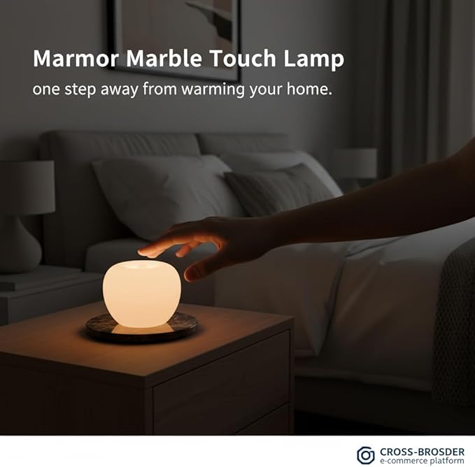 Marble Lamp Night Light Touch Bedside Table Lamp for Bedroom,Type-C Rechargeable Small Desk Bedside Small Lamps,Eye Caring Dimmable LED Ambient lamp (Apple（3.1 * 3.1 * 2.3in）)