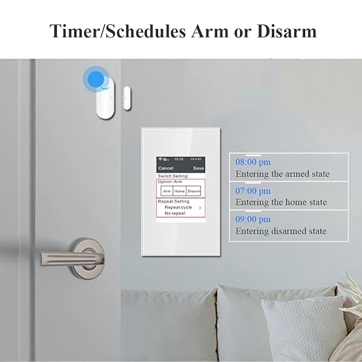 LANBON L8 LCD Alarm Smart Switch, Smart Home Security & Light Control Switch,Indoor Alarm System for Home Security,DIY Door/Window Alarm with APP No Subscription-7 Pieces Kit,Need Neutral Wire,L8-HAK