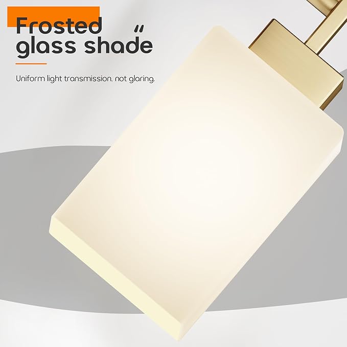 Vanity Lighting Fixture with White Frosted Glass, Gold Wall Lamp for Bathroom Mirror Bedroom, Living Room, Kitchen Cabinet, Washroom Porch T002GD-L1