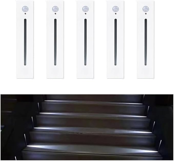 5Pcs Motion Sensor Stair Lights Embedded LED Step Lights, 3W AC85-265V Waterproof Recessed Light Fixtures for House/Wall Cavity/Hallway/Stair/Corner/Decks 4000K Sand White