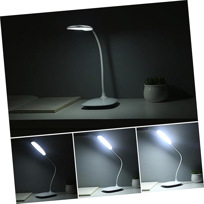 Tofficu Adjustable LED Desk Lamp with Touch Control Eye Protection Brightness Levels Flexible Neck Portable Folding Design for Reading Studying and Working White