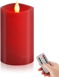 3x5 Flickering Flameless Candles Set of 1, 2AA Battery Life 600 Hours Battery Candles Flickering with Timer,5 inch Flameless Candles with Remote for Indoor/Outdoor, Red