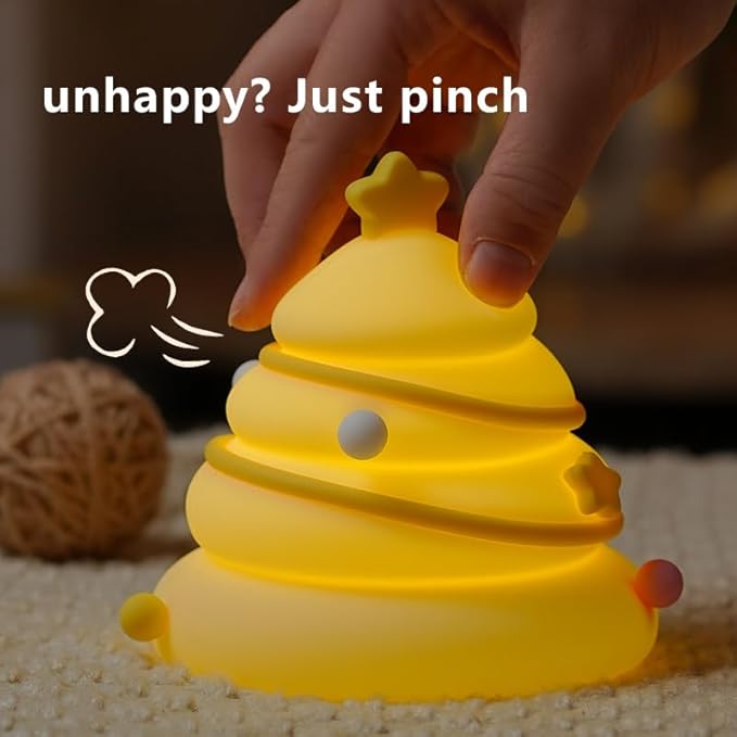 LED Christmas Tree Night Light, 3 Level Dimmable Nursery Decor, Cute Lamp Silicone Squishy Light, Rechargeable Bedside Touch Lamp for Breastfeeding Toddler Baby Kids Decor