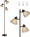Modern Tree Floor Lamp for Living Room Bedroom, Tall Pole Standing Lamps with 3 Adjustable Rotating Heads for Office, Decor Corner, Reading Indoor, 3 Bright Lights LED Bulbs Included (Brown)