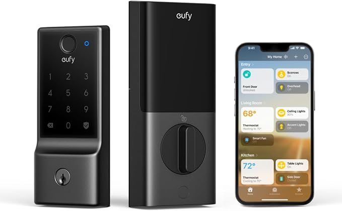 eufy Security Smart Lock E31, Fingerprint Keyless Entry Door Lock for Front Door, Built-in WiFi Deadbolt, App Control, Supports Matter, Apple Home, Alexa, Google, 10000mAh Battery, Auto Lock