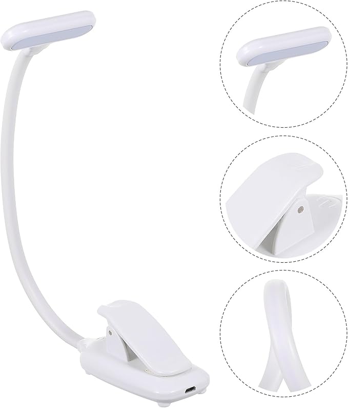 Kisangel Adjustable LED Desk Lamp with Clamp Base, Eye Protection Touch Control Reading Light for Bedroom and Study, USB Rechargeable Eye-Caring Table Lamp with 3 Brightness Levels