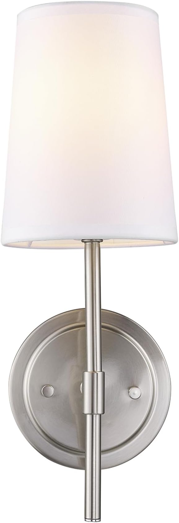 Globe Electric 51858 Clarissa 1-Light Wall Sconce, Brushed Nickel, White Fabric Shade, Bulb Not Included