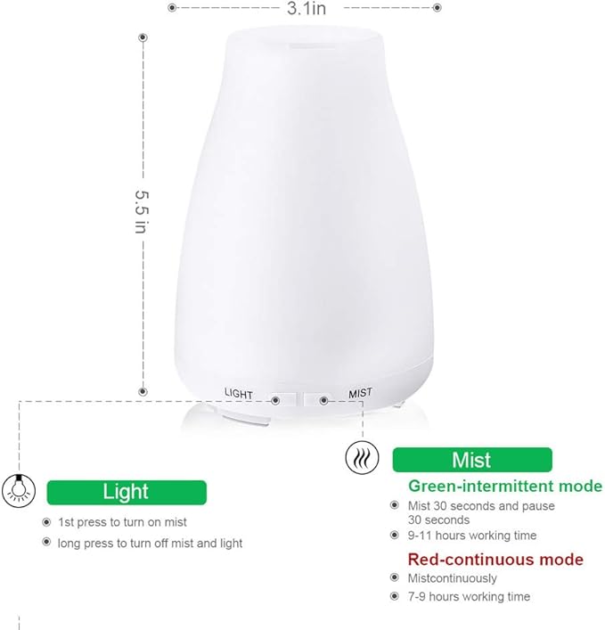 Humidifier for Bedroom Large Room, 9L/2.4Gal Top Fill Water Tank, KELOPA® Cool Mist Ultrasonic Air Humidifiers with Essential Oil, Adjustable 360° Nozzle, Quiet, for Home Baby room Office Plants