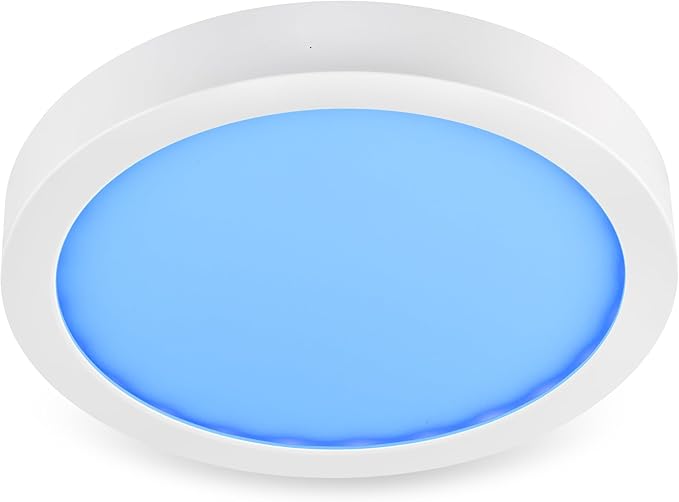 Westgate TC-FML-8-14W-RGBW-WIFI 8 Inch LED Flush Mount Fixture, White Die-Cast Aluminum Housing, Compatible with Alexa, Works with Google Home, Dimmable Ceiling Light, Color Changing Lamp