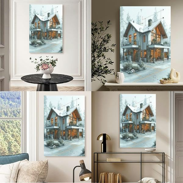 Large Wall Art Decor Smart Home a Sustainable Community Vertical Pictures Framed Canvas Wall Art for Living Room Bedroom Bathroom Artwork Paintings Kitchen 36x24