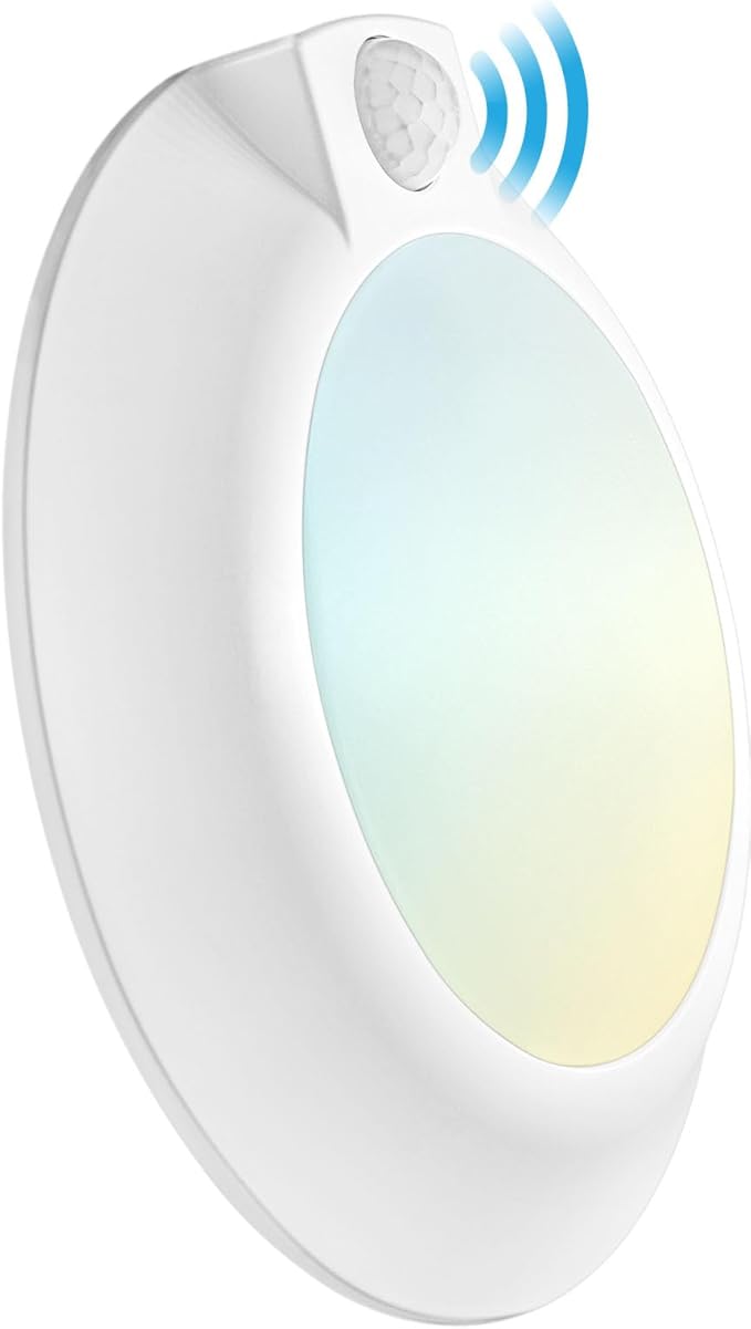LUXRITE 6 Inch LED Motion Sensor Ceiling Light, CRI 90, 3CCT 3000K 4000K 5000K, Adjustable Detection Range and Timer, 13W, 1050LM, Dimmable Flush Mount Light Fixture, 120V, Energy Star, ETL Listed
