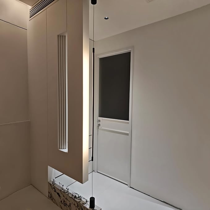 Modern Minimalist Pendant Light Plug in LED Pendant Lights Linear Floor to Ceiling Lamp Black Long Strip Hanging Lamp for Bedroom Bedside Living Room Corner - 47"