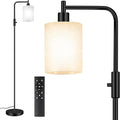 Industrial LED Floor Lamp,Black Metal Dimmable Lamp for Living Room, Bedroom, Office,Remote Control Tall Reading Lamp for Sofa or Desk, Milkly Glass Shade for Home Decor (Industrial, Glass)