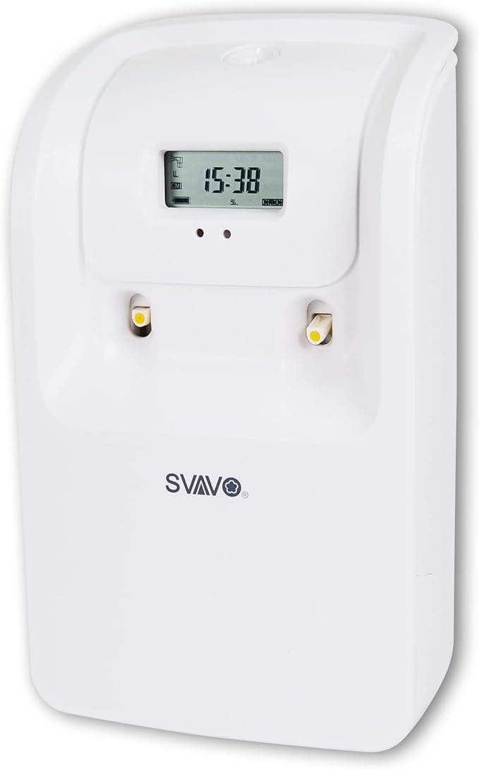 SVAVO Automatic Air Freshener Dispenser - LCD Display, Timer, Dual Can, Auto Fragrance Dispenser Programmable Aerosol Spray Perfume Dispenser for Bathroom, Hotel, Office, Commercial Place