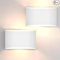 FOLKSMATE Modern LED Wall Sconces Set of 2, 3000K Warm White Up and Down Mount Light, White Hardwired Interior Wall Lights Lamp for Indoor Living Room Bedroom Hallway Basement Stairway