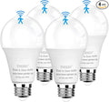 Motion Sensor Light Bulbs, 12W (100Watt Equivalent), Motion Activated Dusk to Dawn Security LED Bulb, 3000K Soft White for Outdoor & Indoor,Porch, Stairs, Hallway, 4-Pack