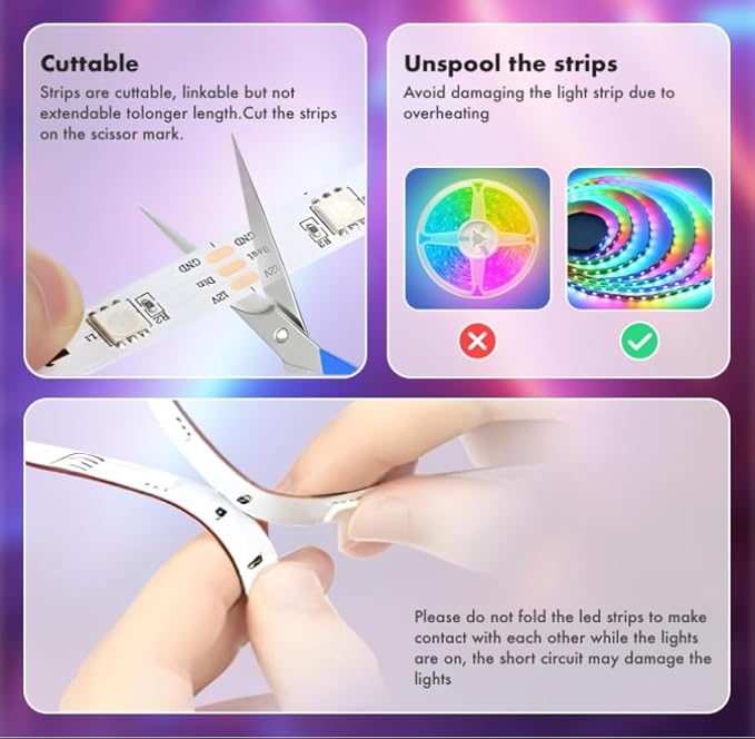Smart IC RGB LED Strip Lights 50FT, Segmented DIY Color Changing, Rainbow Chasing Effects, WiFi App/Voice Control, Music Sync, Works with Alexa & Google Assistant, LED Lights for Bedroom Decor