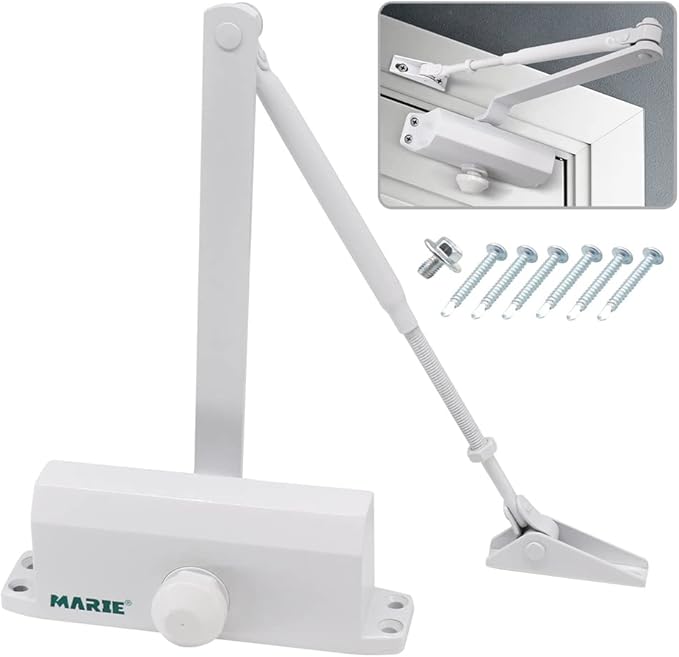 Marie Hold Open Door Closer Applies Regular,Top Jamb Mounting,Adjustable Automatic Size 2 Door Closer for 55-99 lbs Residential and Commercial Light Doors