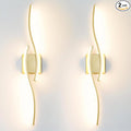 Modern Gold Wall Light Fixture Set of 2, RC Dimmable LED Wall Light Indoor, LED Wall Decor for Hallway Bedroom Living Room, Hardwired Wall Sconce with Remote Control, 27.56" in, Timer, Memory