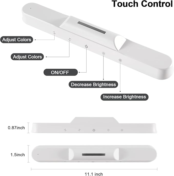 Under Cabinet Lights Wireless, Under Counter Lights for Kitchen Touch Control, Magnetic Closet Lighting, Rechargeable USB-C Battery Powered Lights, Dimmable Color Temperature/Brightness(2Pcs)