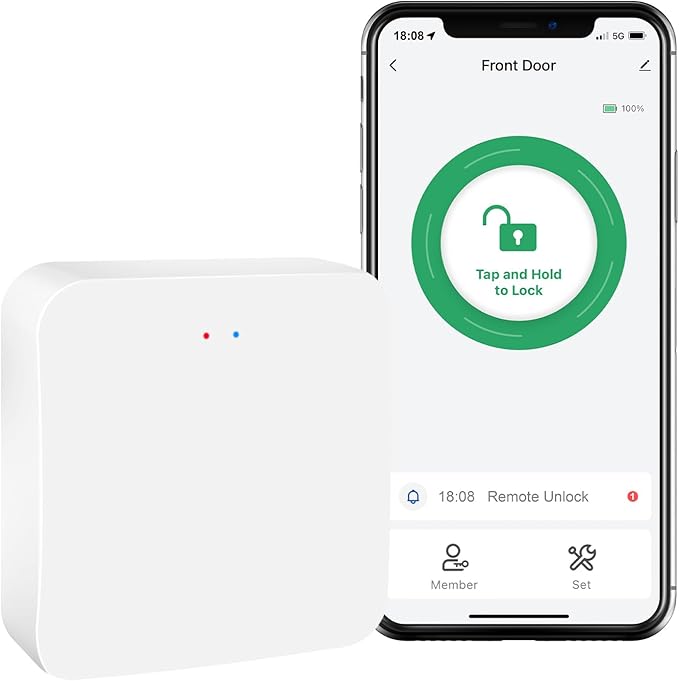 WiFi Gateway for YR01 YR05 Smart Lock with Handle,Compatible with Nice Digi App, Remotely Control Keyless Entry Door Lock,Compatible with Alexa to Voice Control Smart Door Lock