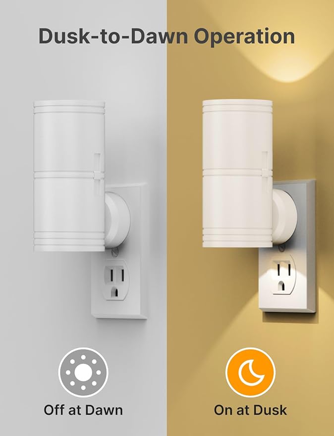 Night Light Plug into Wall, 4 Pack Dimmable LED Nightlight with Dusk to Dawn Sensor, Soft White Glow, for Hallway, Bathroom, Bedroom, White