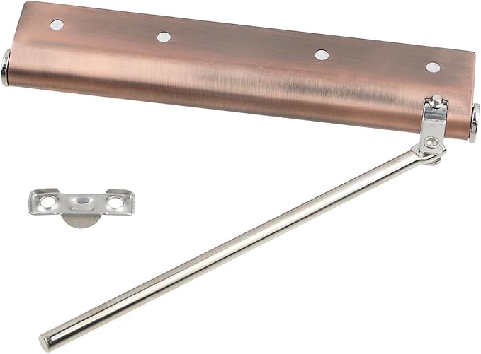 Geesatis 1Pcs Safety Spring Door Closer, Stainless Steel Adjustable Automatic Door Closer,Right or Left Wing Door(Antique Red)