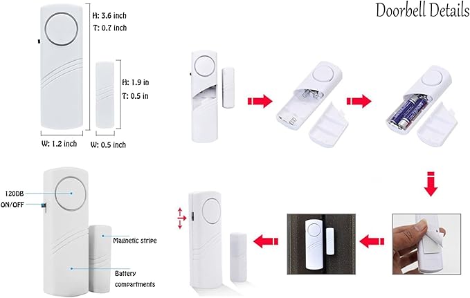 Door Window Alarm, 90DB Door Alarms for Kids Safety, Wireless Sensor Door Window Burglar Alarm-Window Pool Alarms for Home, 3 Pack