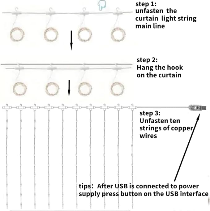 Honche 300Led Cuttable Curtain String Lights 10x10ft with Remote Window Lights for Bedroom Wedding Party Festive Season Propose Marriage (Colorful)