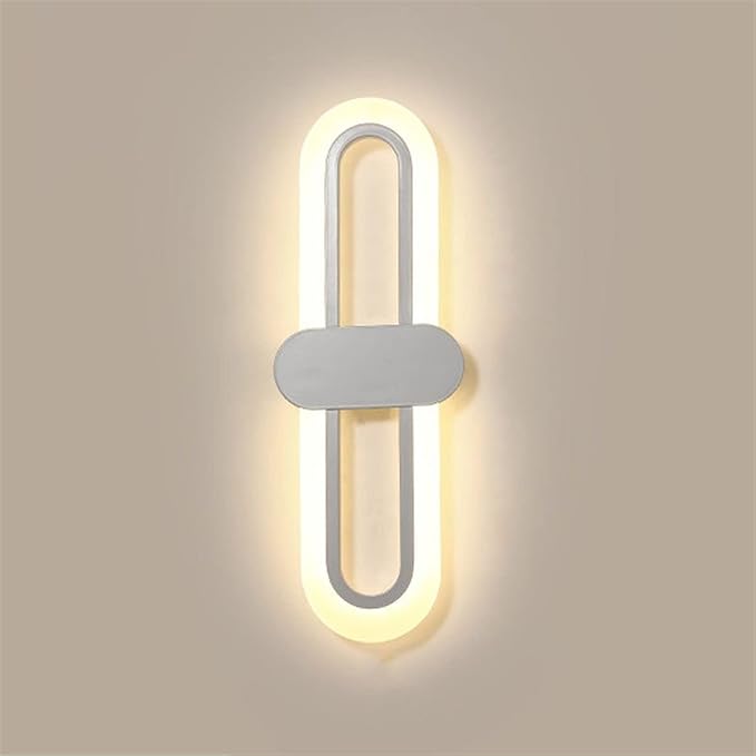 Bedroom Bedside Modern Minimalist Living Room Background Wall Led Three-Color Light-Changing Wall Lamp Simple Aisle Balcony Lamp(White,Nature(3500-5500K))