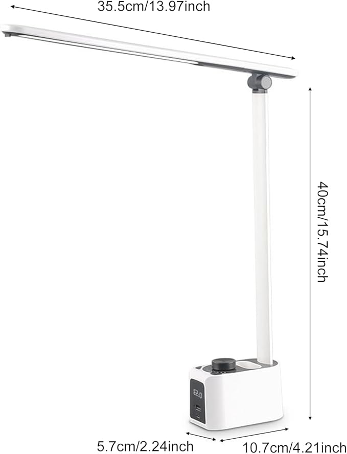 Pssopp LED Desk Lamp, 5 Color Temperatures Adjustable 18W Eye Caring Table Reading Lamp for Home Study and Office (T221012)