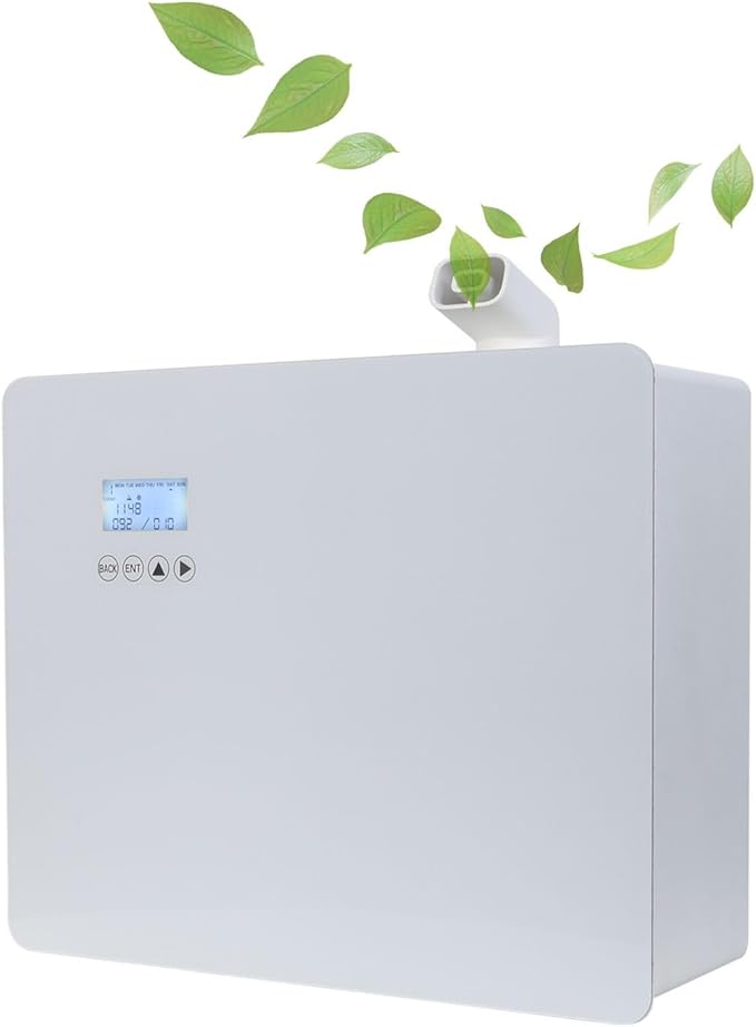 Waterless Commercial Scent Air Machine, HVAC Scent Diffuser for Large Coverage | Up to 8,000 Sq.ft, Whole House Aroma & Hotel Collection Diffuser 1000ml, Cold air Tech. (Metal-White)